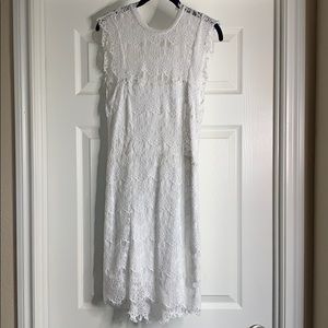 White FREE PEOPLE backless lace/embroidery dress M